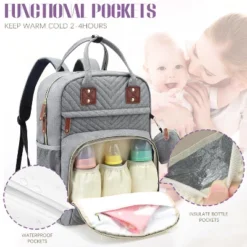 Itopfox Diaper Backpack For Baby Essentials, Multi-Function Waterproof Travel Tote With Stroller Straps & Pacifier Case - Grey -Kid's Home GUEST 7211210e dd30 49e2 8edc 18d779db5ad2