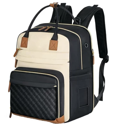 Itopfox Expandable Large Diaper Backpack For Twins, Travel Baby Bag With Changing Pad, Insulated Pockets, 25-37L Capacity, Apricot Black 7 Itopfox Expandable Large Diaper Backpack For Twins, Travel Baby Bag With Changing Pad, Insulated Pockets, 25-37L Capacity, Apricot Black - Image 7