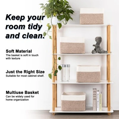 Itopfox 4 Pack Woven Storage Baskets For Organizing Toys, Books, Towels, And Clothes - Durable And Stylish Gift Basket Bins For Shelves 1 Itopfox 4 Pack Woven Storage Baskets For Organizing Toys, Books, Towels, And Clothes - Durable And Stylish Gift Basket Bins For Shelves