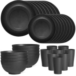 Itopfox 16-Piece Kitchen Plastic Wheat Straw Dinnerware Set For 4, Includes Plates, Bowls, Cups, Unbreakable For Camping, Outdoor, Home, Black 13 Itopfox 16-Piece Kitchen Plastic Wheat Straw Dinnerware Set For 4, Includes Plates, Bowls, Cups, Unbreakable For Camping, Outdoor, Home, Black -Kid's Home GUEST 736a533e 0767 4759 8aa5 c5923b22224c