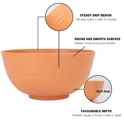 Itopfox 8-Piece Wheat Straw Cereal Bowls Set, Unbreakable & Lightweight, Microwave & Dishwasher Safe, Ideal For Soup, Salad, Oatmeal, And More 2 Itopfox 8-Piece Wheat Straw Cereal Bowls Set, Unbreakable & Lightweight, Microwave & Dishwasher Safe, Ideal For Soup, Salad, Oatmeal, And More - Image 2