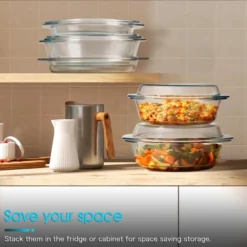 Itopfox Round Glass Casserole Dish With Lid, 4QT Large Microwave Safe Bowl For Cooking, Baking, And Serving, Dishwasher Safe -Kid's Home GUEST 75c8d020 7689 410c b59a b98c13345053