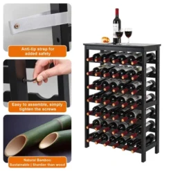 Itopfox 7-Tier Bamboo Wine Rack Freestanding Floor With Table Top, Wine Storage Shelf For Kitchen Dining Room Bar, Black 11 Itopfox 7-Tier Bamboo Wine Rack Freestanding Floor With Table Top, Wine Storage Shelf For Kitchen Dining Room Bar, Black -Kid's Home GUEST 76070ac4 92ba 4866 aa8a 768a9ae758b9