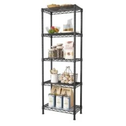 Itopfox 5-Tier Adjustable Wire Shelving Unit For Kitchen, Closet, Laundry, Bathroom, Pantry Organization With Narrow Mesh Gaps, Black 15 Itopfox 5-Tier Adjustable Wire Shelving Unit For Kitchen, Closet, Laundry, Bathroom, Pantry Organization With Narrow Mesh Gaps, Black -Kid's Home GUEST 771b26b0 a958 42ea 9fdb a8b0d118e748