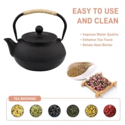 Itopfox Small Cast Iron Teapot With Stainless Steel Infuser For Loose Leaf Tea & Coffee, Stovetop Safe, Enamel Interior, Japanese Style, Black -Kid's Home GUEST 77d23370 8c52 47e2 ac68 48b4b40d4f32