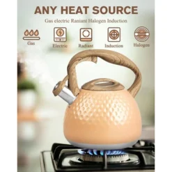 Itopfox Tea Kettle With Loud Whistle, 2.5 Quart Stovetop Kettle, Food Grade Stainless Steel, Anti-Hot Ergonomic Handle, Suitable For All Heat Sources -Kid's Home GUEST 782e26df f72c 4aed 971f 7adf36abc68c