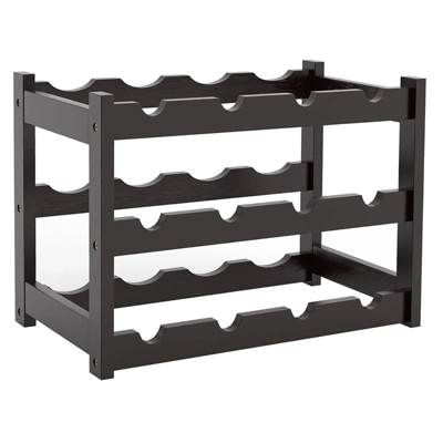 Itopfox Bamboo Wine Rack Countertop, 3-Tier 12 Bottles Wine Storage Shelf For Kitchen Pantry Cabinet - Dark Brown 8 Itopfox Bamboo Wine Rack Countertop, 3-Tier 12 Bottles Wine Storage Shelf For Kitchen Pantry Cabinet - Dark Brown - Image 8