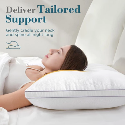 Itopfox Queen Size Pillows Set Of 2, Hotel Quality Down Alternative Gusseted Pillows For Side, Back Or Stomach Sleepers, White 2 Itopfox Queen Size Pillows Set Of 2, Hotel Quality Down Alternative Gusseted Pillows For Side, Back Or Stomach Sleepers, White - Image 2