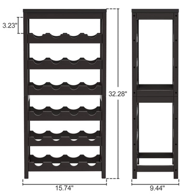 Itopfox 24 Bottle Freestanding Wine Rack With Table Top, 6 Tier Bamboo Wine Shelf For Kitchen, Bar, Dining Room, Living Room - Dark Brown 7 Itopfox 24 Bottle Freestanding Wine Rack With Table Top, 6 Tier Bamboo Wine Shelf For Kitchen, Bar, Dining Room, Living Room - Dark Brown - Image 7