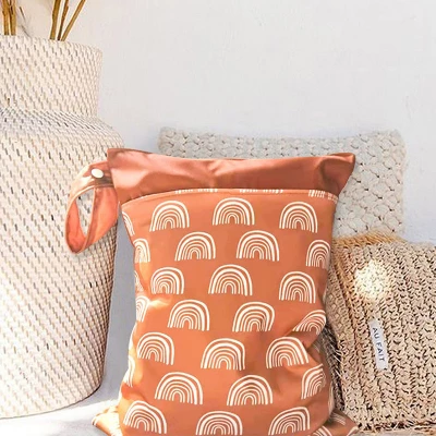 Itopfox 2-Pack Waterproof Wet Dry Bags For Diapers & Swimsuits, Reusable Organizer With Dual Zippered Pockets & Handle, 11.8x15.7 Inch 4 Itopfox 2-Pack Waterproof Wet Dry Bags For Diapers & Swimsuits, Reusable Organizer With Dual Zippered Pockets & Handle, 11.8x15.7 Inch - Image 4