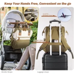 Itopfox Large Capacity Diaper Backpack For Parents With Multiple Pockets, Insulated Compartments, And Stroller Hooks, Beige -Kid's Home GUEST 7afc68dd 48b3 46d2 bef1 b37b508f4712