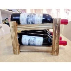 Itopfox 8-Bottle Wine Rack - Premium Carbonized Pine Wood, Two-Tier Countertop Design For Kitchen, Dining Room Or Bar -Kid's Home GUEST 7b51b880 bcb6 4f72 85af ca3927ec5d37