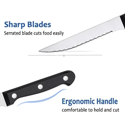 Itopfox Steak Knives Set Of 16 With Serrated Stainless Steel Blades, Triple Rivet Handles, Dishwasher Safe For Home, Restaurant, Parties 2 Itopfox Steak Knives Set Of 16 With Serrated Stainless Steel Blades, Triple Rivet Handles, Dishwasher Safe For Home, Restaurant, Parties - Image 2
