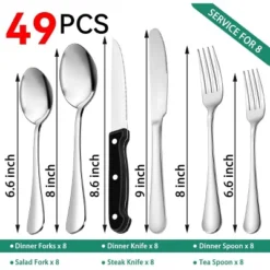 Itopfox 49-Piece Stainless Steel Silverware Set With Cutlery Organizer, Service For 8 With Steak Knives And Kitchen Utensils -Kid's Home GUEST 7f1d8297 85fd 4439 a4ab abf04ee08cb9