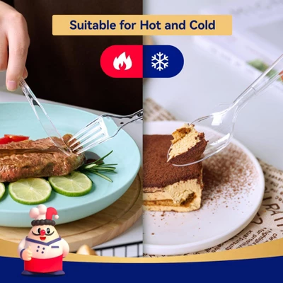 Itopfox 360-Piece Heavy Duty Clear Plastic Silverware Set - Forks, Spoons, Knives Heat Resistant Disposable Utensils For Parties, Events Everyday Use 2 Itopfox 360-Piece Heavy Duty Clear Plastic Silverware Set - Forks, Spoons, Knives Heat Resistant Disposable Utensils For Parties, Events Everyday Use - Image 2