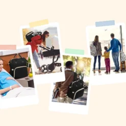 Itopfox Large Waterproof Diaper Backpack With Changing Pad, Pacifier Case, 16 Pockets, Insulated Bottle Holders, Stroller Straps, Black