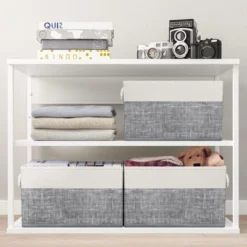 Itopfox Foldable Storage Baskets For Organizing Toys, Books, Shelves, Closet, Large Storage Box With Sturdy Rope Handles, White & Grey 9 Itopfox Foldable Storage Baskets For Organizing Toys, Books, Shelves, Closet, Large Storage Box With Sturdy Rope Handles, White & Grey -Kid's Home GUEST 80f3095a 1af6 4096 8f29 490f0ce4d677