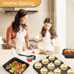 Itopfox 6-Piece Non-Stick Bakeware Set, Stackable Baking Pans For Even Heating, Includes Muffin Pan, Loaf Pan, Round & Square Cake Pans, Cooling Rack -Kid's Home GUEST 813db64e f3a7 48f0 84b1 9fd8e5506984