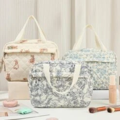 Itopfox Large Quilted Floral Makeup Bag, Cotton Travel Cosmetic Organizer With Top Handle, Multi-Layer Toiletry Pouch For Women And Girls 10 Itopfox Large Quilted Floral Makeup Bag, Cotton Travel Cosmetic Organizer With Top Handle, Multi-Layer Toiletry Pouch For Women And Girls -Kid's Home GUEST 82c5d2b5 da31 4f00 af69 b1c415db775f