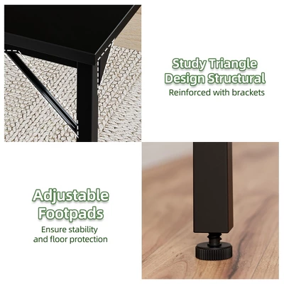 Itopfox 40 Inch Computer Desk, Home Office Study Writing Table, Simple PC Gaming Desk With Adjustable Feet, Black 6 Itopfox 40 Inch Computer Desk, Home Office Study Writing Table, Simple PC Gaming Desk With Adjustable Feet, Black - Image 6