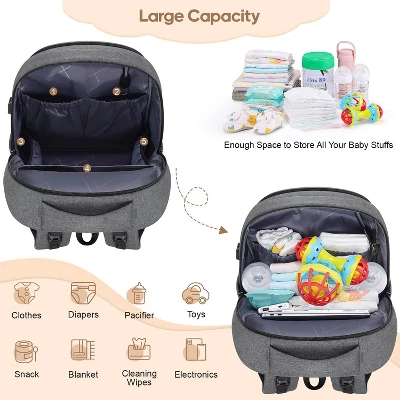 Itopfox Multi-Function Baby Diaper Backpack With Portable Changing Pad, Pacifier Holder, USB Charging Port, Ideal For Moms And Dads 6 Itopfox Multi-Function Baby Diaper Backpack With Portable Changing Pad, Pacifier Holder, USB Charging Port, Ideal For Moms And Dads - Image 6