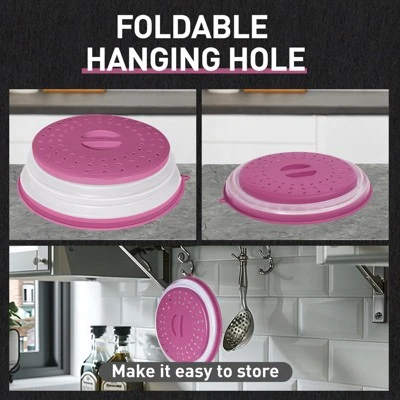 Itopfox Collapsible Microwave Splatter Cover With Vent Holes, Foldable Lid For Dishes & Bowls, Multi-Use Kitchen Splatter Guard & Colander (Purple) 2 Itopfox Collapsible Microwave Splatter Cover With Vent Holes, Foldable Lid For Dishes & Bowls, Multi-Use Kitchen Splatter Guard & Colander (Purple) - Image 2