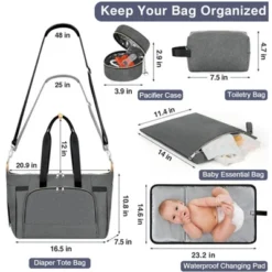 Itopfox Large Diaper Tote Bag With Changing Pad & Pacifier Case, Multi-Pocket Travel Baby Bag For Hospital & Maternity -Kid's Home GUEST 86b17107 e13f 41c4 8e92 d5d35b5b6a76