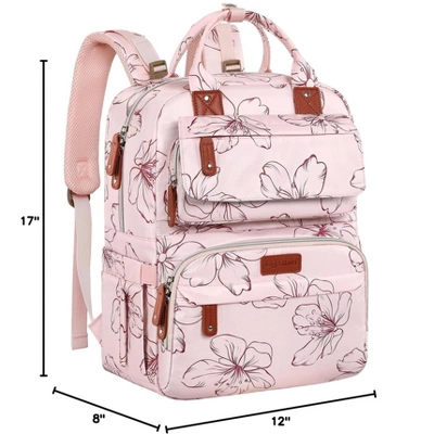 Itopfox Pink Floral Diaper Backpack For Girls, Large Waterproof Baby Bag With Insulated Pockets, Stroller Straps, Travel Holiday 8 Itopfox Pink Floral Diaper Backpack For Girls, Large Waterproof Baby Bag With Insulated Pockets, Stroller Straps, Travel Holiday - Image 8