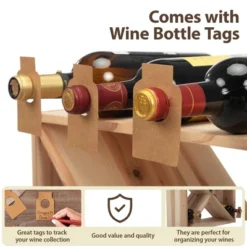 Itopfox 24 Bottle Wine Rack Holder Compact Cellar Cube Bar Storage Kitchen Decor Wood Display Home, Natural