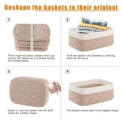 Itopfox 4 Pack Woven Storage Baskets, Small Decorative Bins For Shelves Organizer Baskets For Home, Office, Baby Room, Living Room, Bedroom, Bathroom -Kid's Home GUEST 875a9938 58a6 4b5f 855c 5af3a55ea8b2