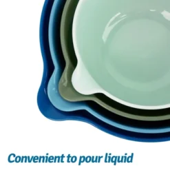 Itopfox 4-Piece Nesting Mixing Bowls Set With Pour Spout & Handle, BPA-Free, Microwave & Dishwasher Safe, Non-Slip Base, Lightweight