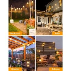 Itopfox 25FT Outdoor String Lights With 10+1 LED Dimmable Waterproof Shatterproof ST38 Retro Edison Bulbs For Balcony Yard, Black 14 Itopfox 25FT Outdoor String Lights With 10+1 LED Dimmable Waterproof Shatterproof ST38 Retro Edison Bulbs For Balcony Yard, Black -Kid's Home GUEST 8934d182 430a 4609 a065 d94ce77eed66