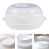 Itopfox 1-Tier Microwave Steamer For Healthy Cooking, White Round Steamer With Transparent Cover For Vegetables & Shellfish, Dishwasher Safe