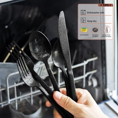 Itopfox 45-Piece Forged Stainless Steel Flatware Set With Utensil-Serving Set, Silverware For 8, Matte Satin Finish, Dishwasher Safe 6 Itopfox 45-Piece Forged Stainless Steel Flatware Set With Utensil-Serving Set, Silverware For 8, Matte Satin Finish, Dishwasher Safe - Image 6