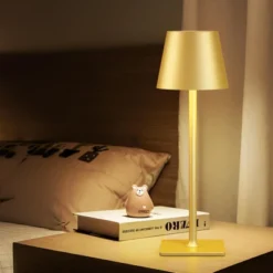 Itopfox Gold Cordless Touch Lamp: 3 Color Stepless Dimming, Waterproof Wireless Portable Desk Light For Indoor Living Room Camping Cafe -Kid's Home GUEST 899df83a 6270 445c 892d 3231c0cefdb1