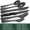 Itopfox 24-Piece Black Silverware Set With Steak Knives, Flatware Set For 4, Food-Grade Stainless Steel Tableware Cutlery Set Mirror Finished Utensil