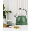 Itopfox Harriet Tea Kettle Stovetop, 2.5 Quart Whistling Stainless Steel Tea Pot With 3-Layer Base Unique Ergonomic Handle, Includes Pot Holder & Mat