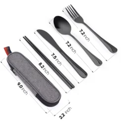 Itopfox Travel Utensils Set With Case, Portable Stainless Steel Silverware For Work, Camping, Picnic, Lunch Box - Fork, Spoon, Knife, Chopsticks -Kid's Home GUEST 8a8f177b 6789 41ce a7dc d71409300993