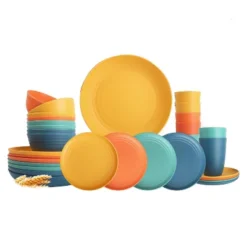 Itopfox Wheat Straw Dinnerware Set Of 32, Unbreakable Plates And Bowls For 8, Dishwasher Safe For Kitchen And Camping, Vibrant Series 15 Itopfox Wheat Straw Dinnerware Set Of 32, Unbreakable Plates And Bowls For 8, Dishwasher Safe For Kitchen And Camping, Vibrant Series -Kid's Home GUEST 8b0a2985 c7bf 4c9d 8577 abc6e29979a6