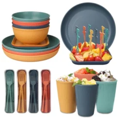 Itopfox 48 Pcs Dinnerware Sets, Unbreakable Plates & Bowls, Reusable For 4, Travel Camping Picnic Home Party Cutlery Set, Dishwasher Microwave Safe 10 Itopfox 48 Pcs Dinnerware Sets, Unbreakable Plates & Bowls, Reusable For 4, Travel Camping Picnic Home Party Cutlery Set, Dishwasher Microwave Safe -Kid's Home GUEST 8c075ee5 531e 4317 8803 228c11fe2e97