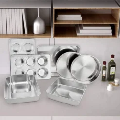 Itopfox Stainless Steel Bakeware Set Of 8, Non-Toxic Oven Safe Pans For Baking, Roasting, Includes Lasagna, Cake, Loaf & Muffin Pans, Dishwasher Safe 8 Itopfox Stainless Steel Bakeware Set Of 8, Non-Toxic Oven Safe Pans For Baking, Roasting, Includes Lasagna, Cake, Loaf & Muffin Pans, Dishwasher Safe -Kid's Home GUEST 8c204435 9f32 4056 a73c 866bc82bd908