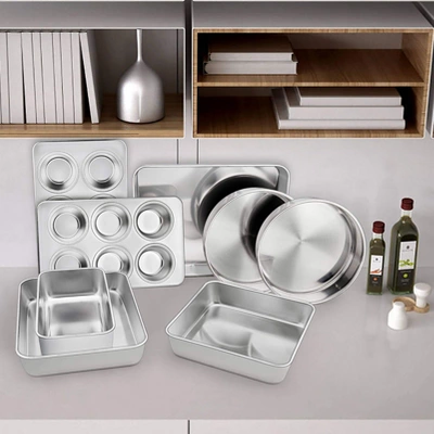 Itopfox Stainless Steel Bakeware Set Of 8, Non-Toxic Oven Safe Pans For Baking, Roasting, Includes Lasagna, Cake, Loaf & Muffin Pans, Dishwasher Safe 3 Itopfox Stainless Steel Bakeware Set Of 8, Non-Toxic Oven Safe Pans For Baking, Roasting, Includes Lasagna, Cake, Loaf & Muffin Pans, Dishwasher Safe - Image 3