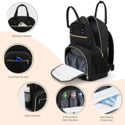 Itopfox Multipurpose Diaper Backpack For Baby Essentials With Pacifier Case, Large Capacity Travel Backpack For Baby Girl/Boy (Black) -Kid's Home GUEST 8c860737 eaba 4f7c a10f 3f6468e7914c