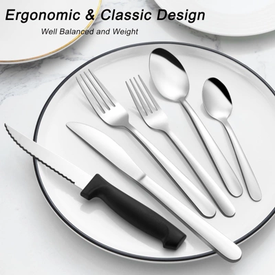 Itopfox 72-Piece Silverware Set For 12 With Steak Knives, Stainless Steel Cutlery Set Includes Forks, Spoons, Dishwasher Safe For Home & Restaurant 5 Itopfox 72-Piece Silverware Set For 12 With Steak Knives, Stainless Steel Cutlery Set Includes Forks, Spoons, Dishwasher Safe For Home & Restaurant - Image 5