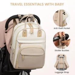 Itopfox Large Capacity Diaper Backpack With Changing Pad, Insulated Pockets, Stroller Buckles, Waterproof, Laptop Compartment, Beige-Khaki -Kid's Home GUEST 8d0d40d5 926b 4639 9cca 5b2608b47532
