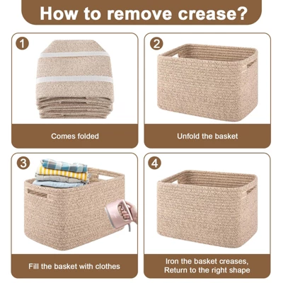 Itopfox Storage Baskets For Organizing, Woven Decorative Baskets For Shelves - Books, Towels, And Clothes, Cotton Rope Toy Storage Bins, Pack Of 4 6 Itopfox Storage Baskets For Organizing, Woven Decorative Baskets For Shelves - Books, Towels, And Clothes, Cotton Rope Toy Storage Bins, Pack Of 4 - Image 6