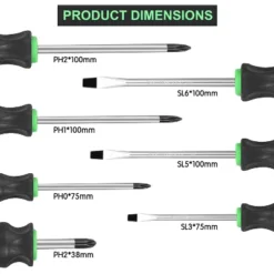 Itopfox 7-Piece Magnetic Screwdrivers Set With Cushion Grip, Includes 4 Phillips And 3 Flat Heads For Professional Use