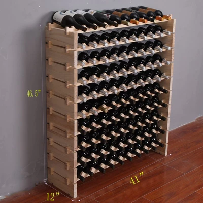Itopfox Freestanding Wooden Wine Rack Cabinet, Stackable Storage Modular Countertop Holder For 100 Bottles 2 Itopfox Freestanding Wooden Wine Rack Cabinet, Stackable Storage Modular Countertop Holder For 100 Bottles - Image 2