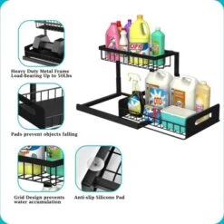 Itopfox Under Sink Organizer With Sliding Drawer, Pull Out Cabinet Storage Shelf For Kitchen Bathroom, Black, 2 Pack -Kid's Home GUEST 8fc3ba74 8601 4050 bf71 4a0e57c1c72b