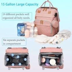 Itopfox Baby Diaper Backpack With Changing Station, Large Capacity Waterproof Diaper Bag For Parents, USB Port & Stroller Straps, Pink 11 Itopfox Baby Diaper Backpack With Changing Station, Large Capacity Waterproof Diaper Bag For Parents, USB Port & Stroller Straps, Pink -Kid's Home GUEST 902f8b62 1234 4c47 88e7 62ffb3a3d394